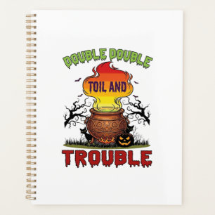Double Toil Trouble Cauldron Halloween Black Cat P Planner