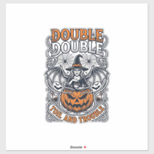 Double Toil Trouble Witch Pumpkin Halloween Cobweb