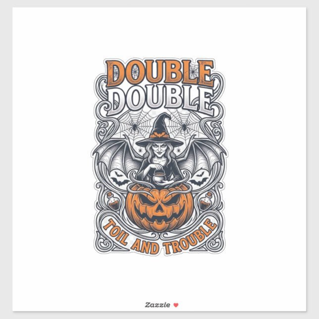 Double Toil Trouble Witch Pumpkin Halloween Cobweb (Sheet)