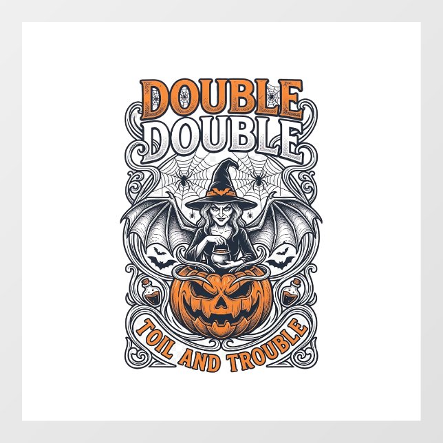 Double Toil Trouble Witch Pumpkin Halloween Cobweb (Sheet)