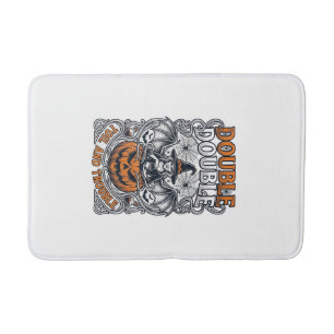 Double Toil Trouble Witch Pumpkin Halloween Cobweb Bath Mat