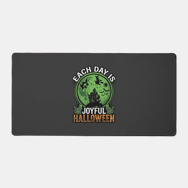 Double Toil Trouble Witch Pumpkin Halloween Cobweb Desk Mat (Front)