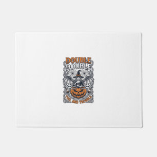 Double Toil Trouble Witch Pumpkin Halloween Cobweb Doormat