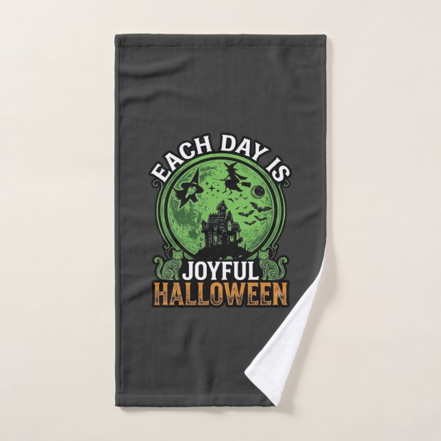 Double Toil Trouble Witch Pumpkin Halloween Cobweb Hand Towel (Hand Towel)