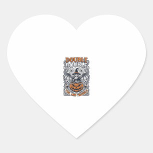 Double Toil Trouble Witch Pumpkin Halloween Cobweb Heart Sticker