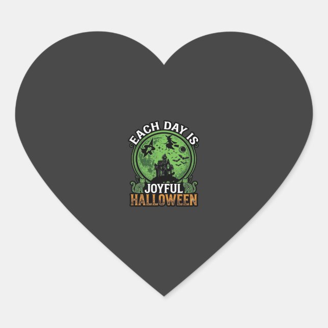 Double Toil Trouble Witch Pumpkin Halloween Cobweb Heart Sticker (Front)