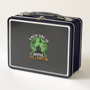 Double Toil Trouble Witch Pumpkin Halloween Cobweb Metal Lunch Box