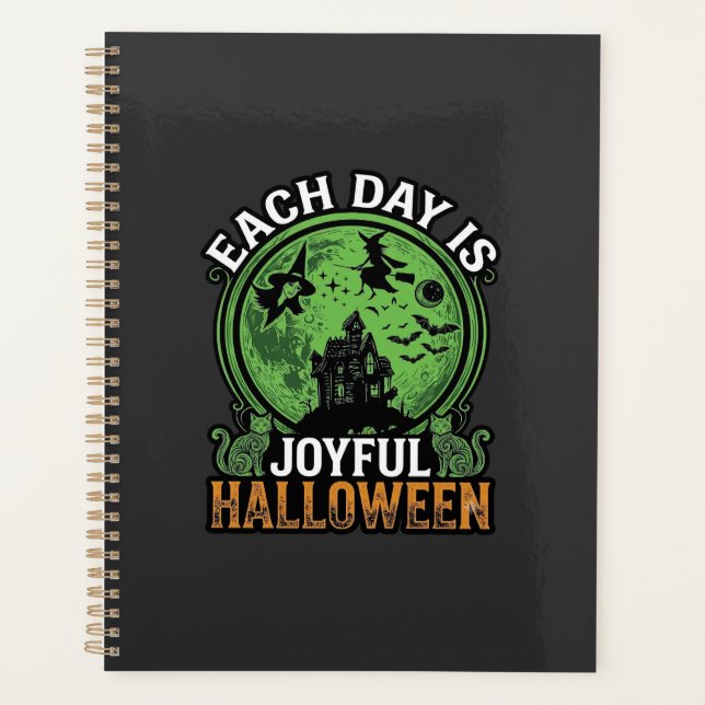 Double Toil Trouble Witch Pumpkin Halloween Cobweb Planner (Front)