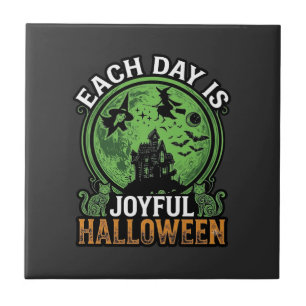 Double Toil Trouble Witch Pumpkin Halloween Cobweb Tile
