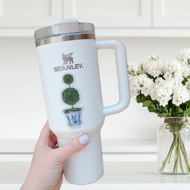 Double Topiary Tree Chinoiserie Vinyl Sticker (chinoiserie topiary tree sticker)