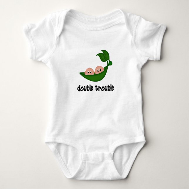 Double Trouble Boy Twin Clothing Baby Bodysuit (Front)