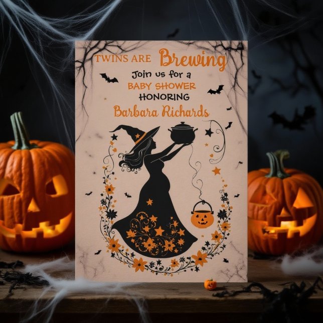 Double Trouble Brew - A Twin Halloween Baby Shower Invitation (Creator Uploaded)
