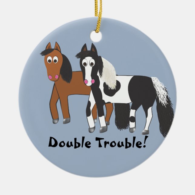 Double Trouble! Ceramic Tree Decoration (Front)