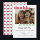 Double Trouble Joint Kids Photo Birthday Party Invitation<br><div class="desc">A modern kids children joint birthday party invitation template with your photo of choice and "double trouble" as photo overlay - change the text colour in the design tool if you like! This brother sister birthday party invitation would also fit perfectly for a twins birthday party card. Fully editable text...</div>
