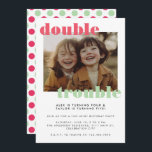 Double Trouble Joint Kids Photo Birthday Party Invitation<br><div class="desc">A modern kids children joint birthday party invitation template with your photo of choice and "double trouble" as photo overlay - change the text colour in the design tool if you like! This brother sister birthday party invitation would also fit perfectly for a twins birthday party card. Fully editable text...</div>