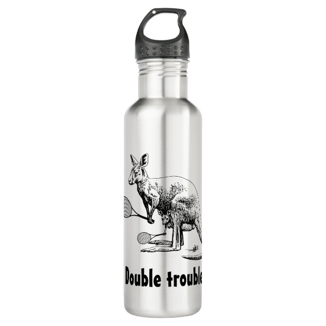 Double Trouble Kangaroo Tennis Player 710 Ml Water Bottle (Front)