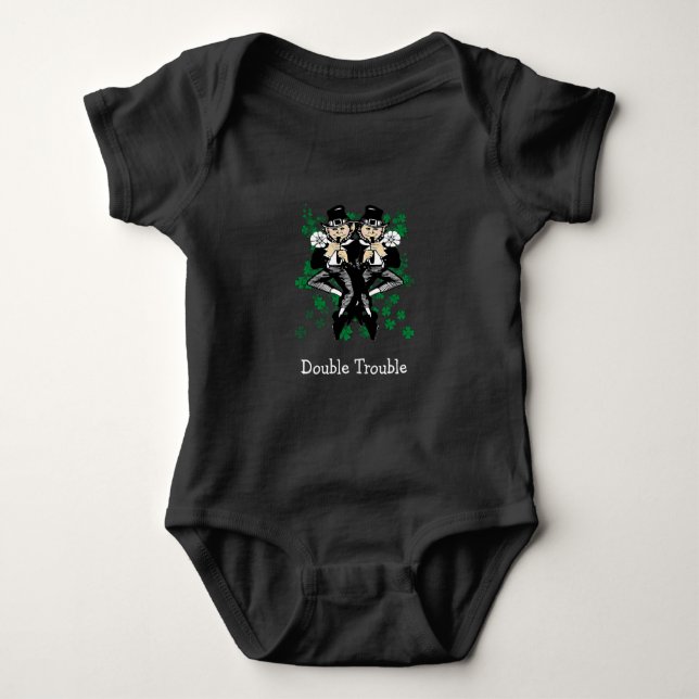 Double Trouble Lucky Irish Twins Baby Bodysuit (Front)