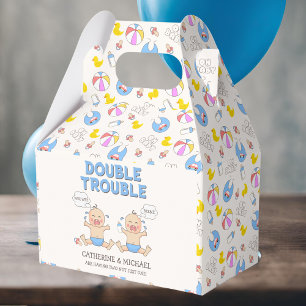 Double Trouble Twin Boys Baby Shower Favour Box