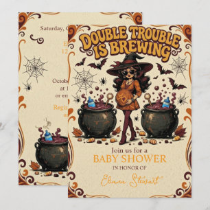 Double Trouble Twin Boys Spooky Baby Shower Invitation