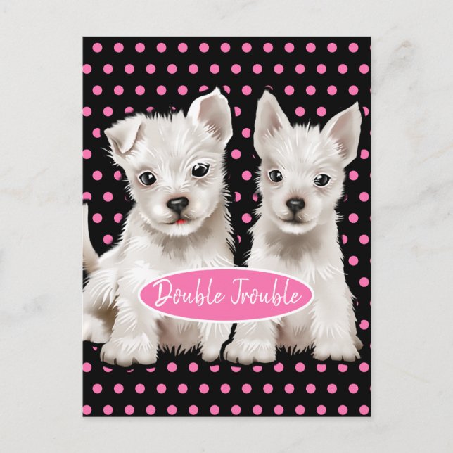 Double Trouble twin pups postcard (Front)