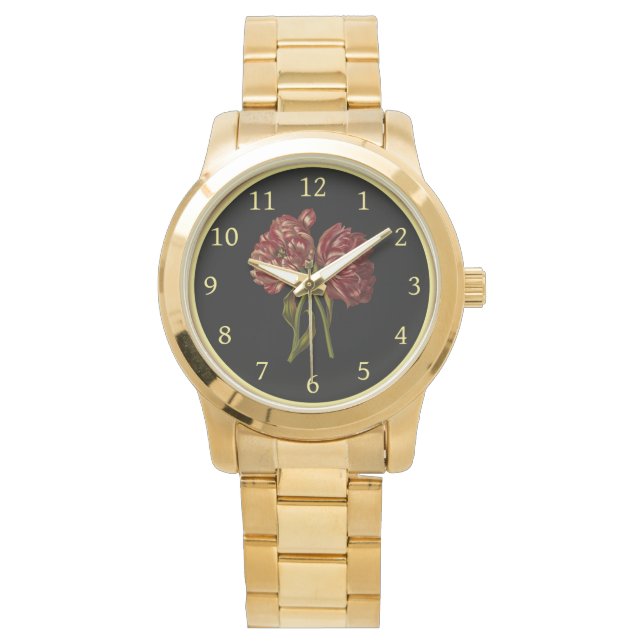 Double Tulips 004 ~ Botanical Art ~  Watch (Front)