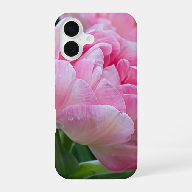 Double Tulips Flower with Dew Drops iPhone 16 Case (Back)