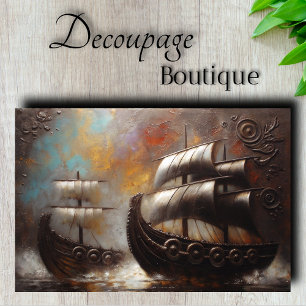 Double Viking Ships Decoupage Tissue Paper