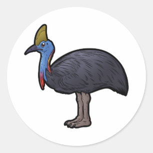 Double Wattled Cassowary Classic Round Sticker