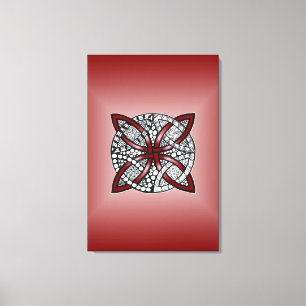 Double Wedding Ring Or Celtic Knot Pattern Red Canvas Print