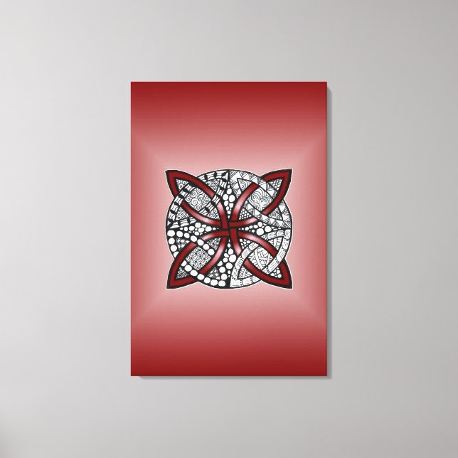 Double Wedding Ring Or Celtic Knot Pattern Red Canvas Print (Front)
