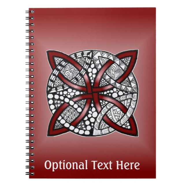 Double Wedding Ring Pattern Red Spiral Notebook (Front)