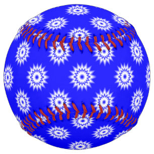 Double White Star w/Blue Softball