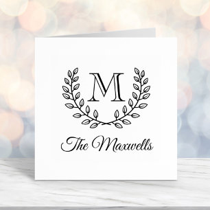 Double Wreath Monogram Initial Family Name Self-inking Stamp