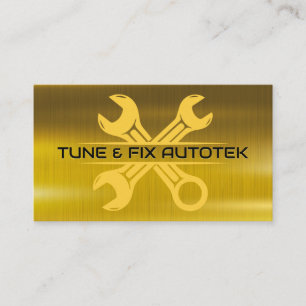 Double Wrench Gold Metallic Auto Services Business Card