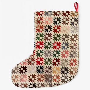 Double X quilt Large Christmas Stocking