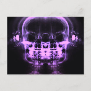 Double X-Ray Skulls with Headphones - Purple Postcard