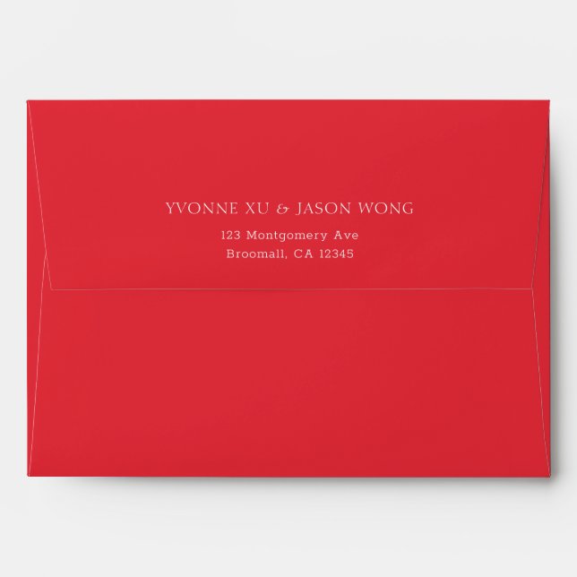 Double Xi Chinese Red Elegant Wedding Invitation Envelope (Back (Top Flap))