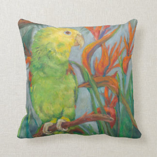 Double yellow head Amazon with Bird of Paradise Cushion
