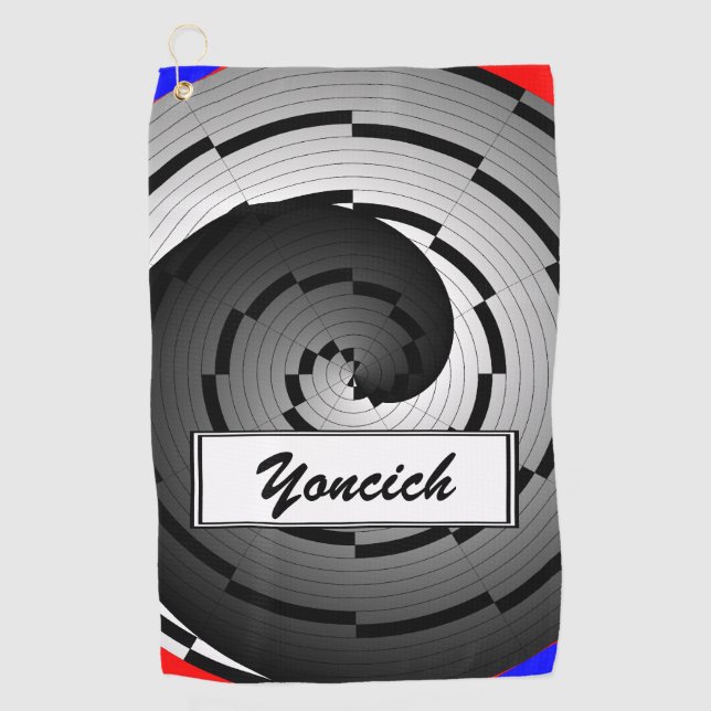 Double Yin Yang Spiral by Kenneth Yoncich Golf Towel (Front)
