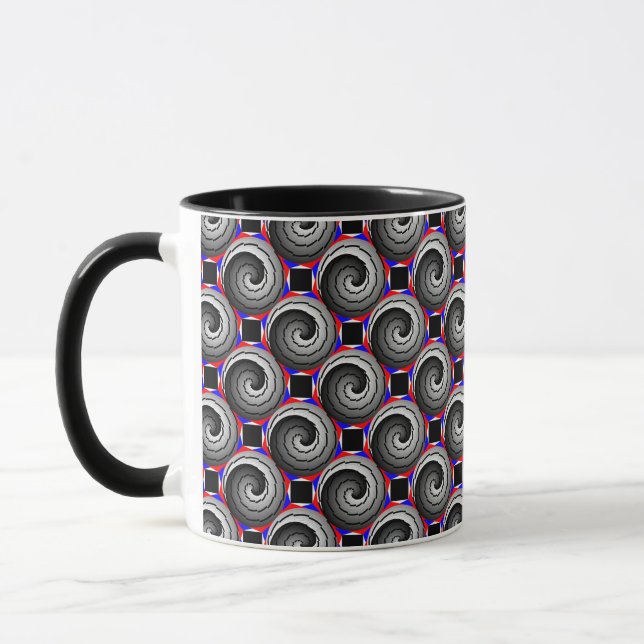 Double Yin Yang Spiral by Kenneth Yoncich Mug (Left)