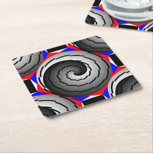 Double Yin Yang Spiral by Kenneth Yoncich Square Paper Coaster
