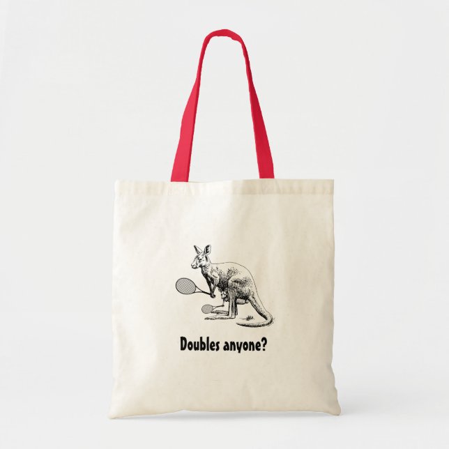 Doubles Anyone? Kangaroo Tennis Tote Bag (Front)