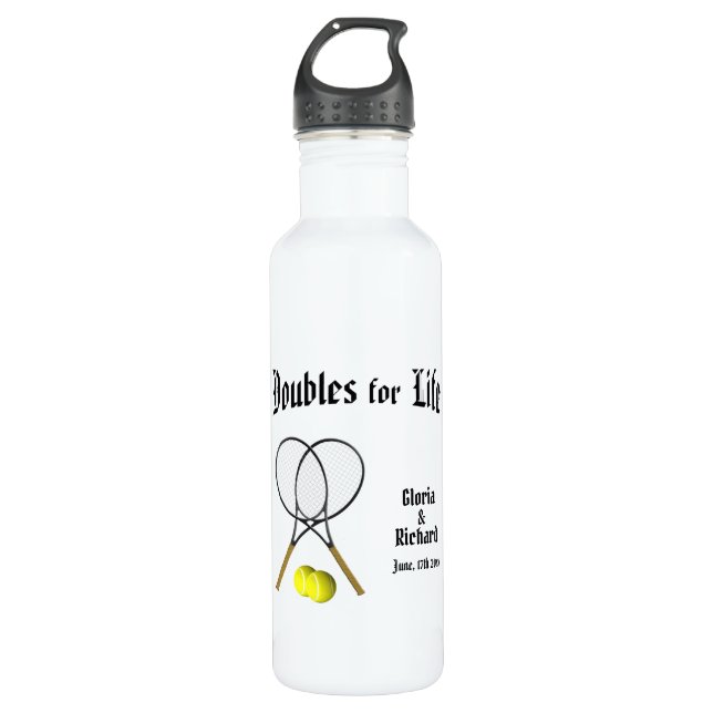 Doubles for  Life Tennis Wedding 710 Ml Water Bottle (Front)