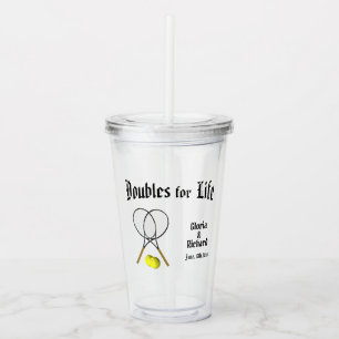 Doubles for  Life Tennis Wedding Coaster Acrylic Tumbler