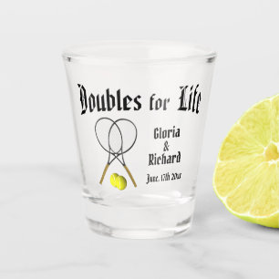 Doubles for Life Tennis Wedding Shot Glass