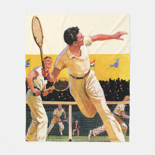 Doubles Tennis Match Fleece Blanket
