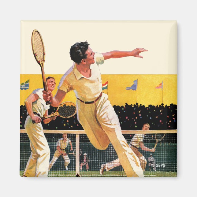 Doubles Tennis Match Magnet (Front)