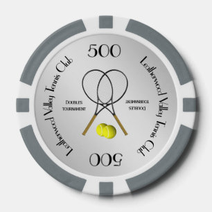 Doubles Tennis Sport Theme Silver Poker Chips