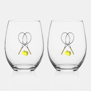 Doubles Tennis Sport Theme Stemless Wine Glass