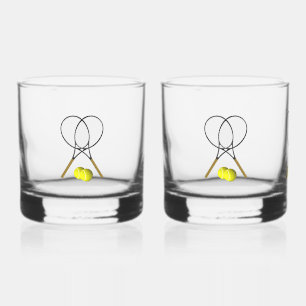 Doubles Tennis Sport Theme Whiskey Glass
